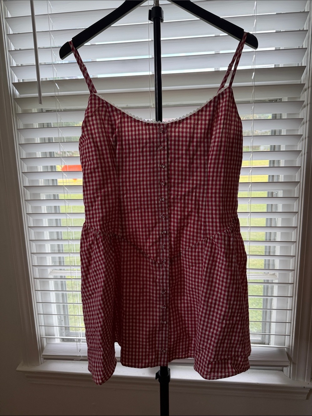 Princess Polly Red Gingham Babydoll Mini Dress Size US 10
